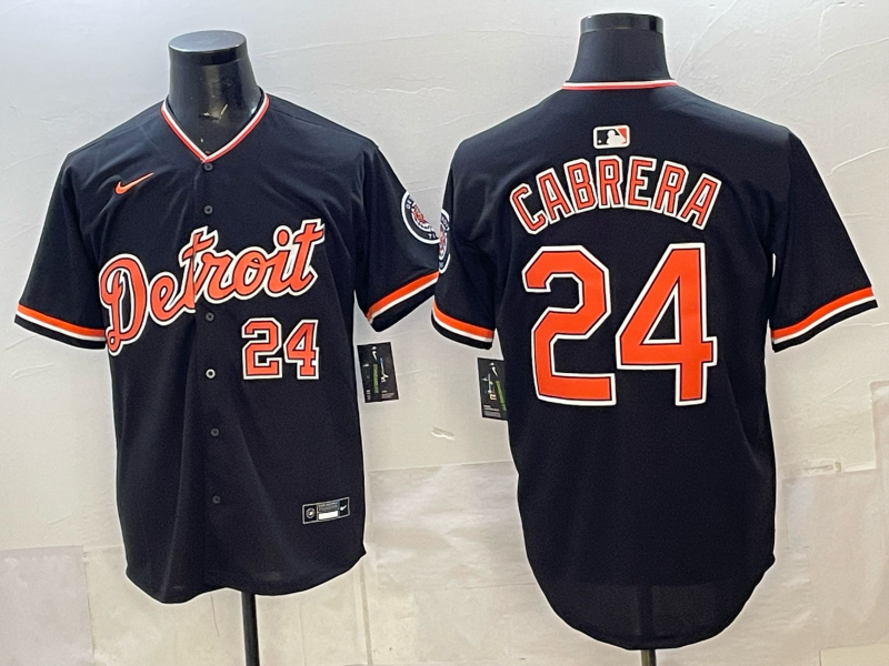 Men Detroit Tigers #24 Cabrera black Game Nike MLB Jersey 2026007->->MLB Jersey